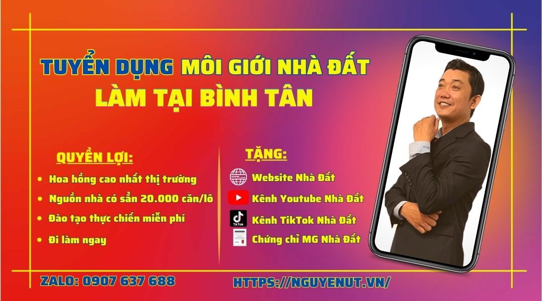 Tuyển Dụng 30 Môi Giới Bất Động Sản Tại Bình Tân Đi Làm Ngay